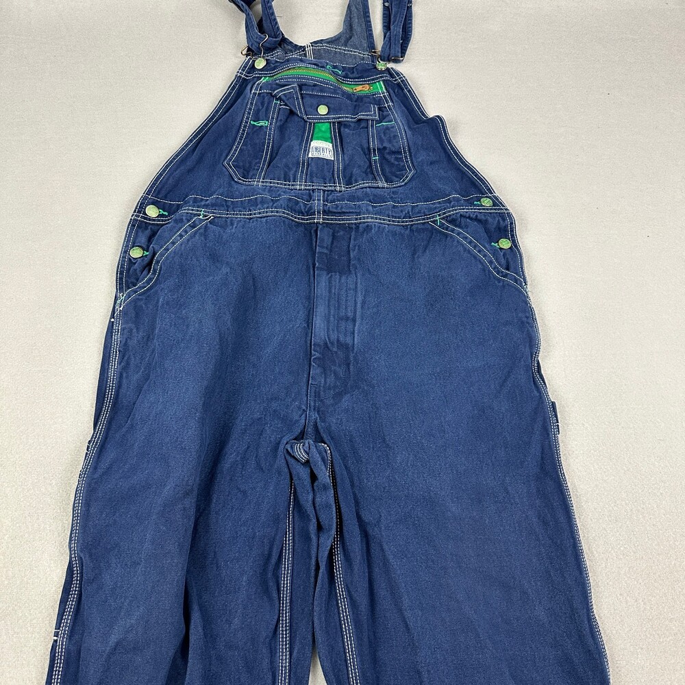 Liberty Overalls Mens 38x32 Blue Denim Bib Carpenter Workwear Utility Pockets